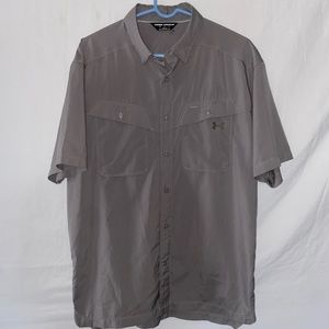 Under Armour Steel Grey Short Sleeve Buttondown Shirt - Sz Large